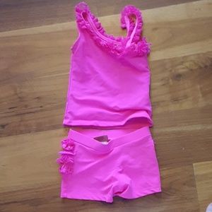 Pink ruffled leotard